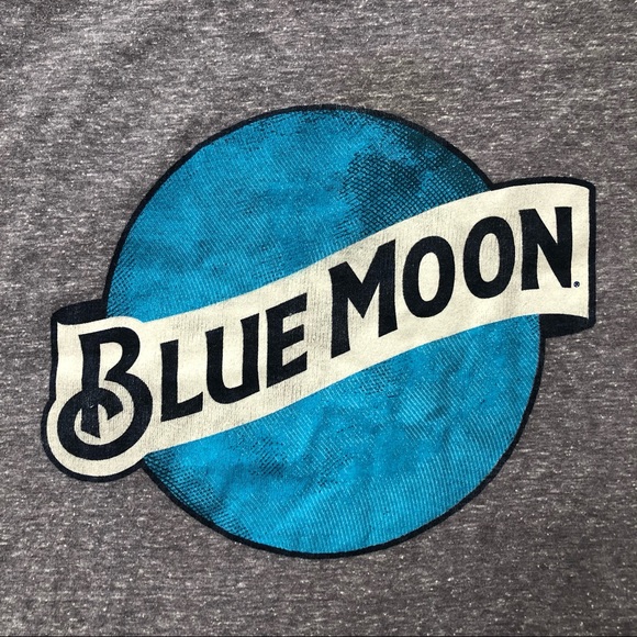 TEE LUV • Blue Moon Logo Heathered Gray Mens Tee Size Small - Picture 5 of 10